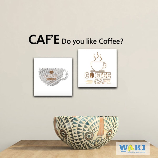 Bộ 2 tranh trang trí quán cà phê đơn giản W212.