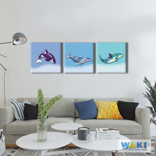 Bộ 3 tranh canvas "Kình ngư vượt biển" - W111