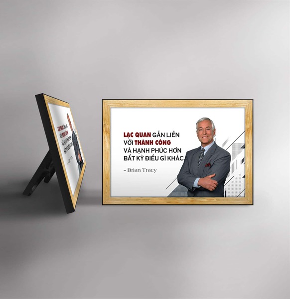 Đặt mua Tranh trích dẫn Brian Tracy :"Lạc quan gắn liền với thành công và hạnh phúc hơn bất cứ điều gì khác"WB137