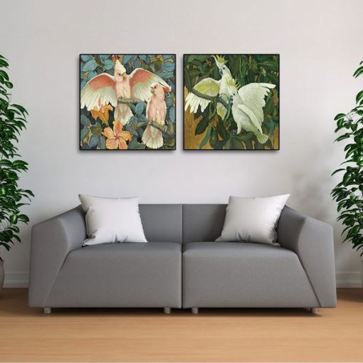 Bộ 2 Tranh đôi chim két W758