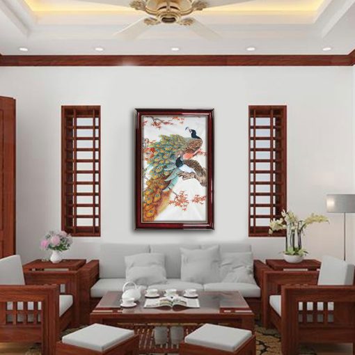 Tranh đôi chim khổng tước W1006