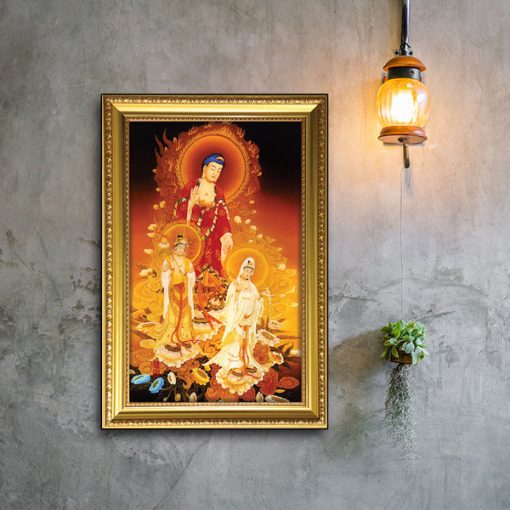 Tranh treo phòng thờ - Tranh Tây phương Tam Thánh W614