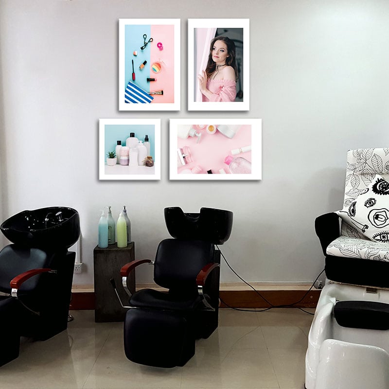Đặt mua Bộ 5 tranh cô gái và mỹ phẩm - tranh tiệm Nail & Makeup chuyên nghiệp W1404