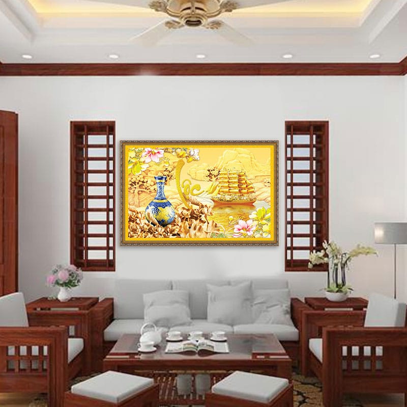 Tranh Kim Tiền Thuận Buồm Xuôi Gió Chữ Lộc | Tranh Thuận Buồm Xuôi Gió - W1577 Tranh Kim Tiền Thuận Buồm Xuôi Gió Chữ Lộc | Tranh Thuận Buồm Xuôi Gió - W1577