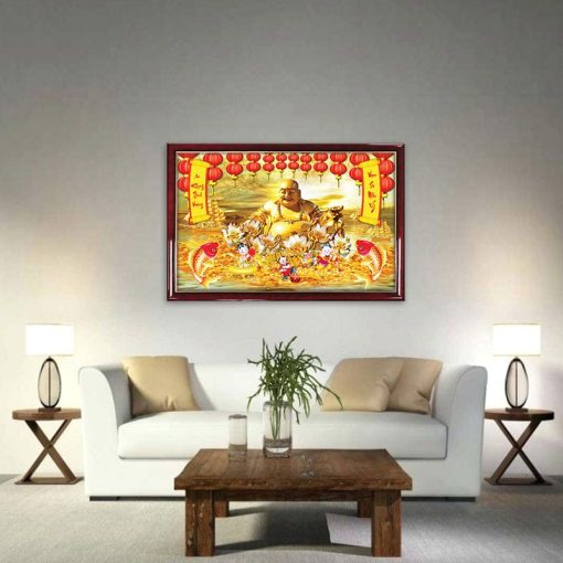 Tranh Phật Di Lặc | Tranh Kim Tiền Cá Chép - W1572