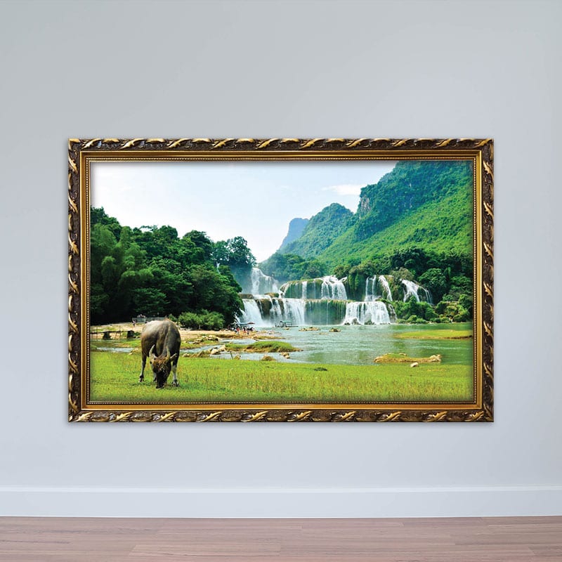 Tranh phong cảnh làng quê | Tranh đồng quê Việt Nam thanh bình W1845 Tranh phong cảnh làng quê | Tranh đồng quê Việt Nam thanh bình W1845