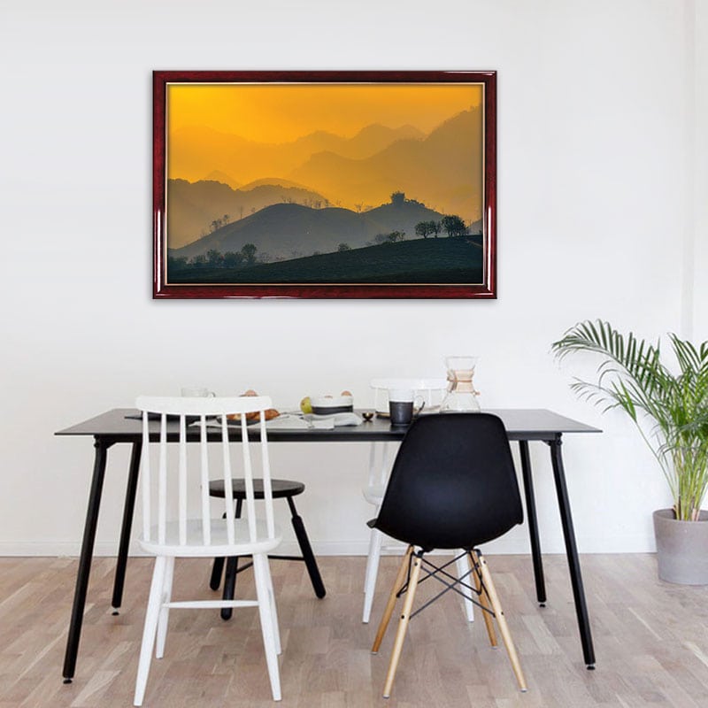 Tranh phong cảnh đồi núi mù sương | Tranh ép gỗ đẹp W1841 Tranh phong cảnh đồi núi mù sương | Tranh ép gỗ đẹp W1841