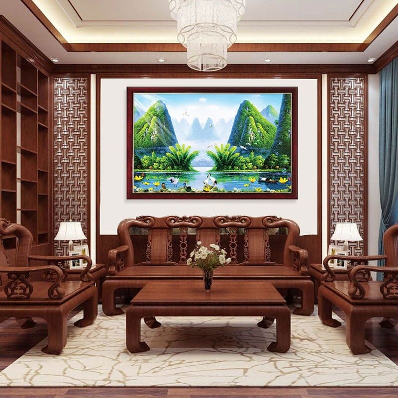 Tranh Treo Tường Phong Cảnh Trù Phú | Tranh Phong Thủy đẹp W2163 - ✓ Xưởng  Tranh Waki