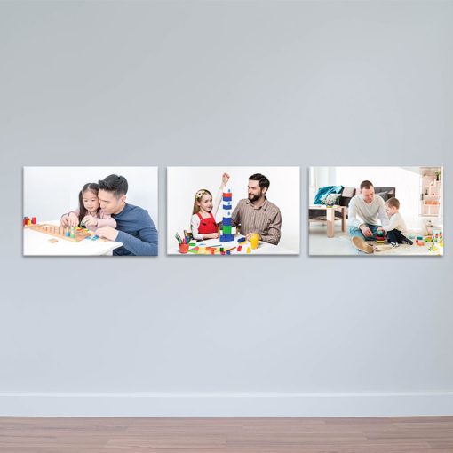 Bộ 3 tranh canvas "vui chơi cùng người lớn" đẹp | Tranh treo trung tâm đào tạo W6242