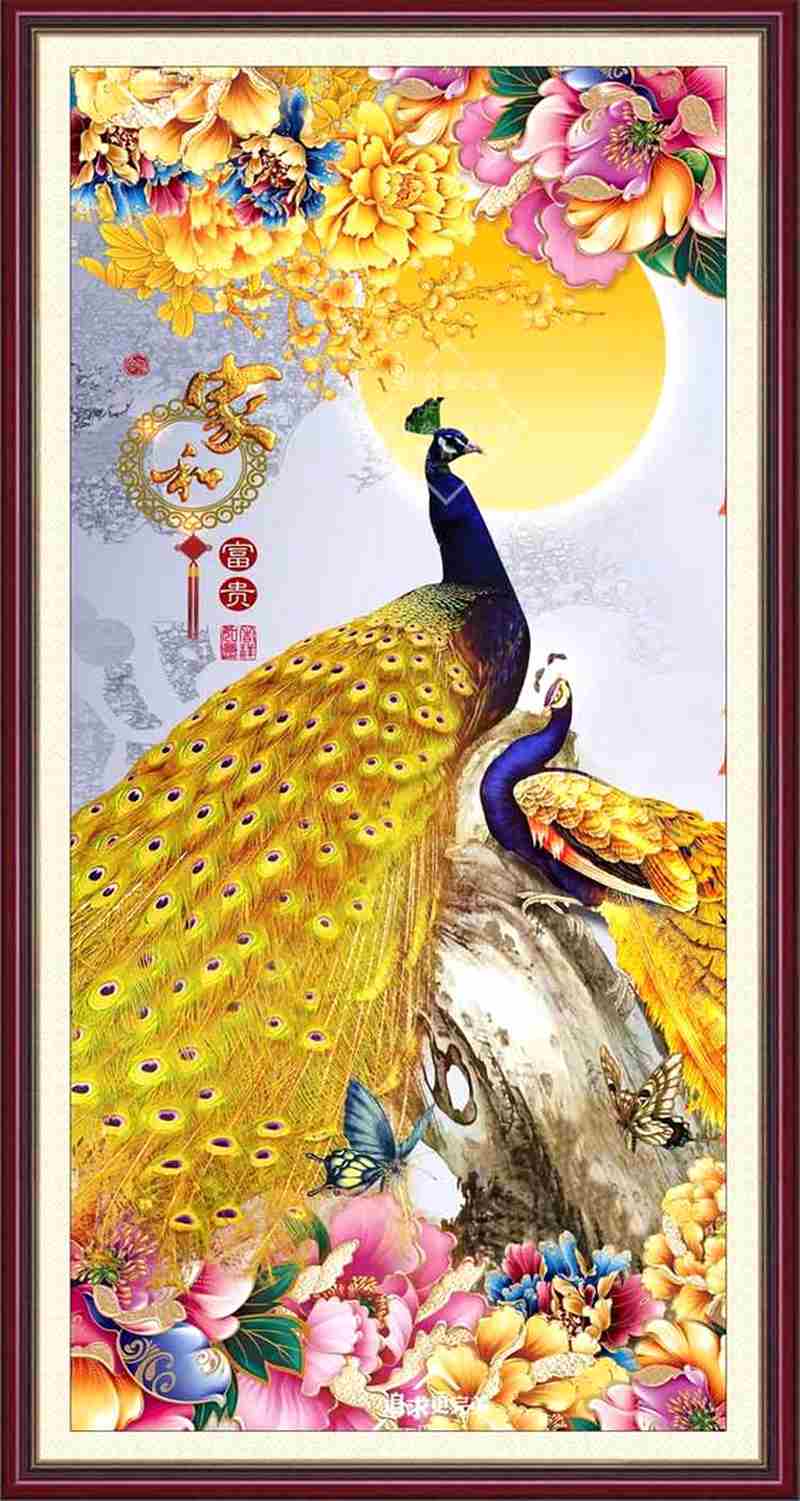 Tranh phong thủy đôi chim công