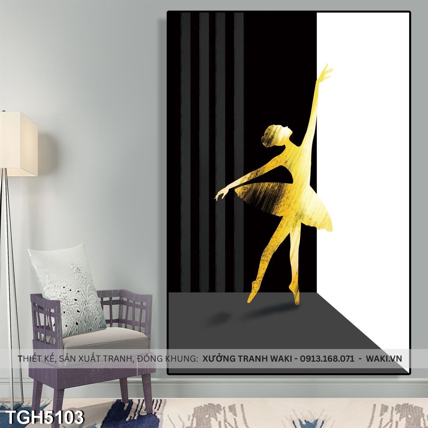 Tranh trừu tượng cô gái múa ballet | Tranh hiện đại TGH5103 Tranh trừu tượng cô gái múa ballet | Tranh hiện đại TGH5103