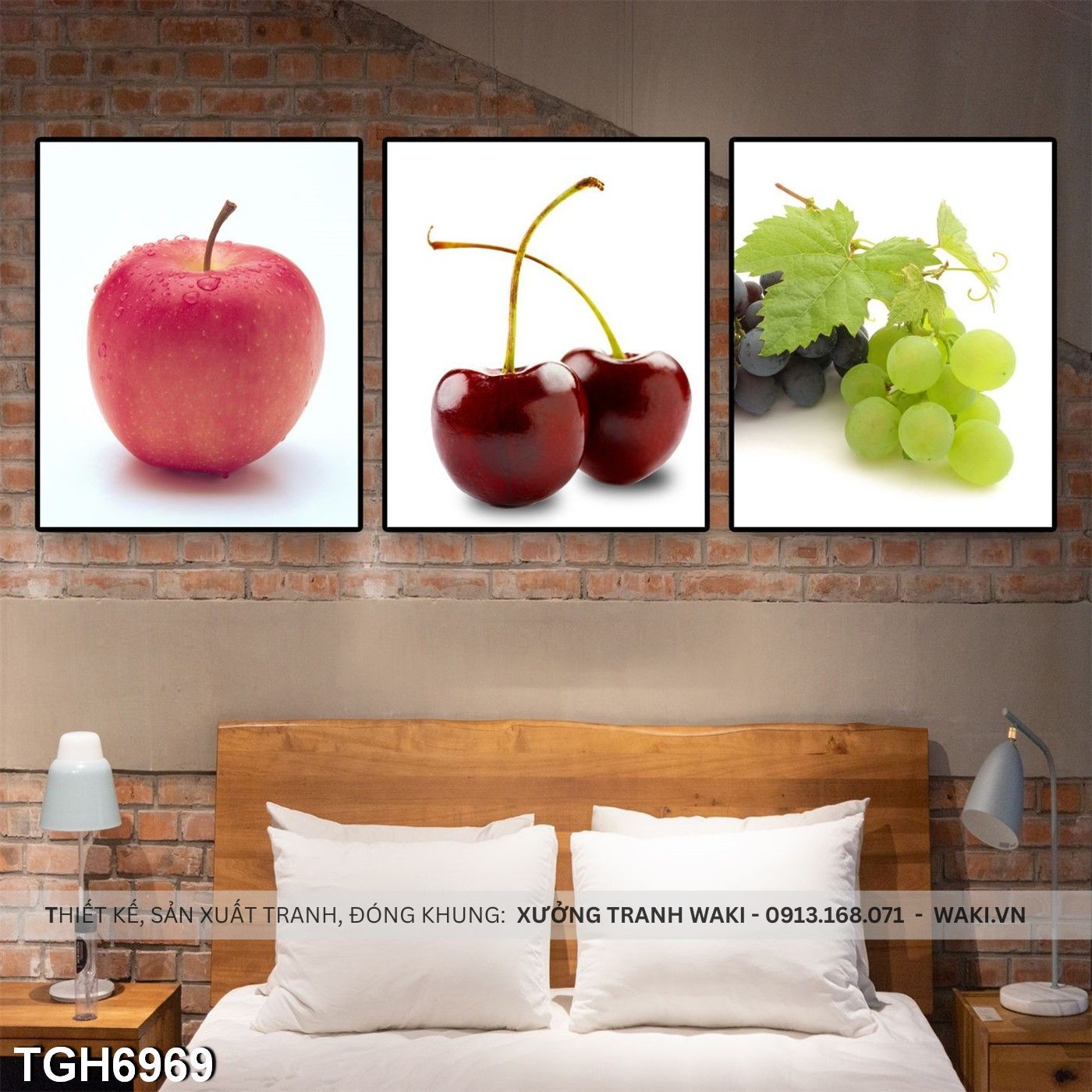 Bộ 3 tranh hoa quả đơn giản | Tranh hiện đại TGH6969 Bộ 3 tranh hoa quả đơn giản | Tranh hiện đại TGH6969