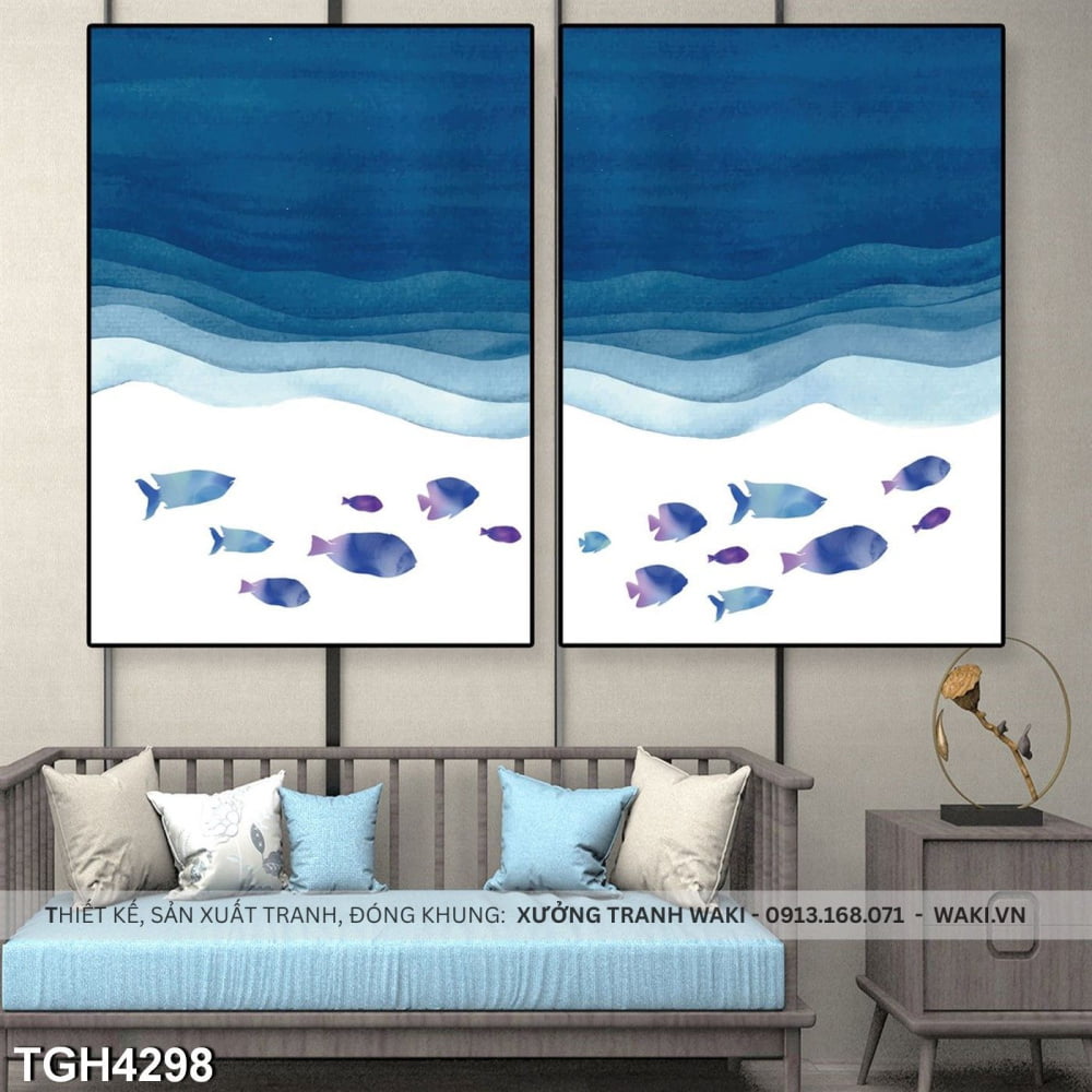 Tranh đàn cá bơi lội dưới nước | Tranh trang trí tường TGH4298 Mau Tranh Treo Tuong Waki.vn Xuongtranhwaki 0909439071 1290