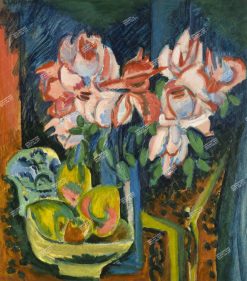Xuongtranhwaki 0909439071 Ernst Ludwig Kirchner Painting, Vintage Pink Rose Wall Art Decor