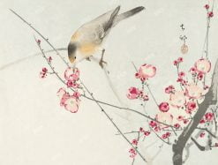 Xuongtranhwaki 0909439071 Ohara Koson Bird Painting, Vintage Songbird On Blossom Branch Wall Art Decor