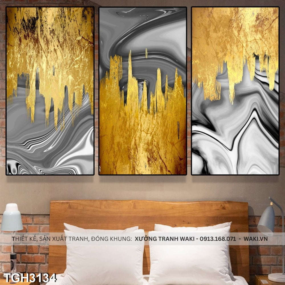 Bộ 3 tranh phòng ngủ " Họa tiết vàng " | Tranh canvas WR7738 Đặt mua Bộ 3 tranh phòng ngủ " Họa tiết vàng " | Tranh canvas WR7738