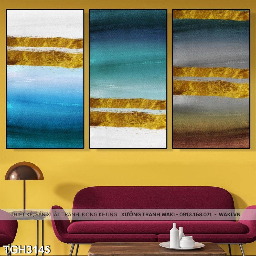 Đặt mua Bộ 3 tranh canvas " Sóng lặng Trên bờ biển " | Tranh treo tường WR7727