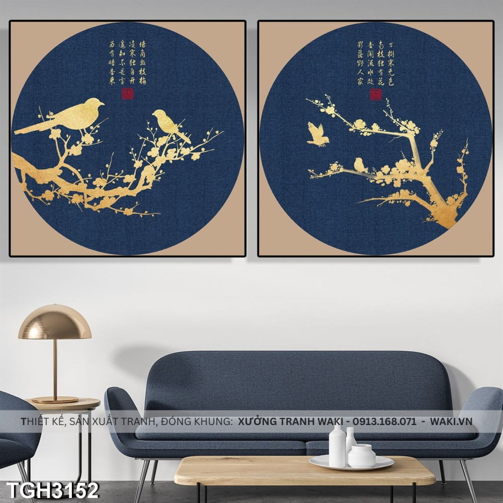 Bộ 2 tranh canvas " Nhánh đào triễu chim xuân" | Tranh phòng ngủ WR7720 Đặt mua Bộ 2 tranh canvas " Nhánh đào triễu chim xuân" | Tranh phòng ngủ WR7720