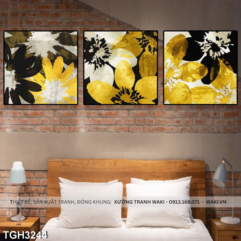 Bộ 3 tranh " Cánh hoa sắc vàng " | Tranh trang trí WR7649 Đặt mua Bộ 3 tranh " Cánh hoa sắc vàng " | Tranh trang trí WR7649