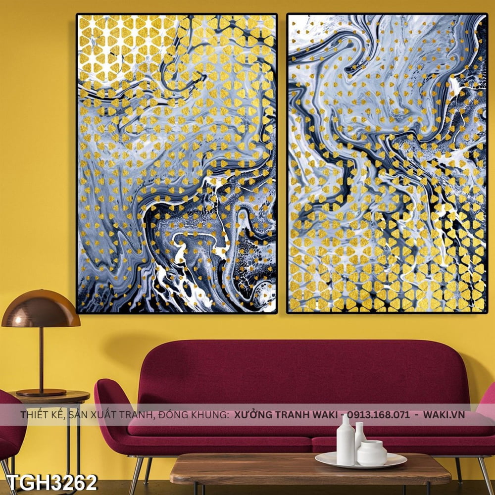 Bộ 2 tranh canvas " Vết loang ấn tượng " | Tranh phòng ngủ WR7632 Đặt mua Bộ 2 tranh canvas " Vết loang ấn tượng " | Tranh phòng ngủ WR7632