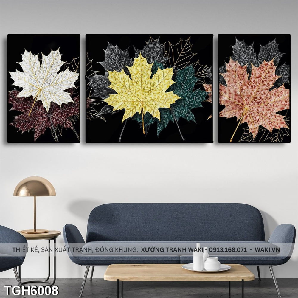 Bộ 3 tranh trang trí " Lá cây phong " | Tranh canvas WR7605 Đặt mua Bộ 3 tranh trang trí " Lá cây phong " | Tranh canvas WR7605