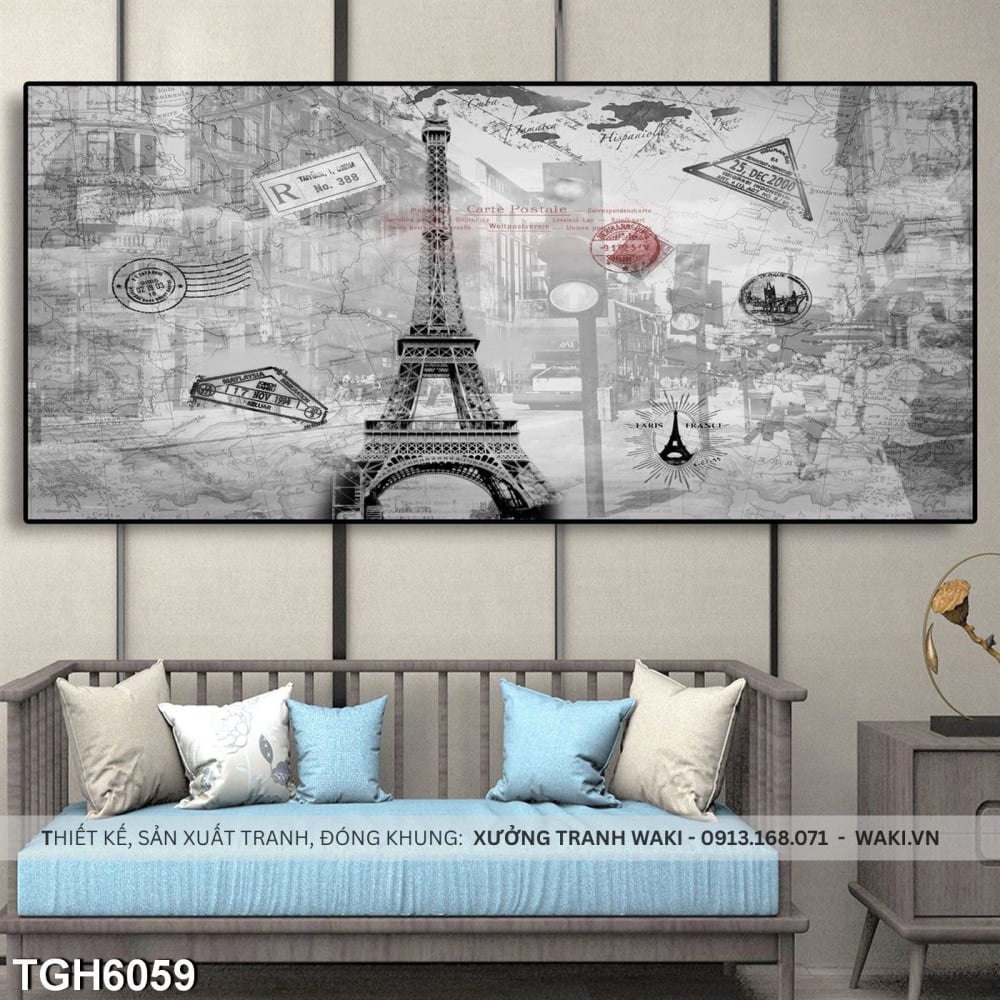 Đặt mua Tranh canvas " Bonjour Paris " | Tranh phòng khách WR7546