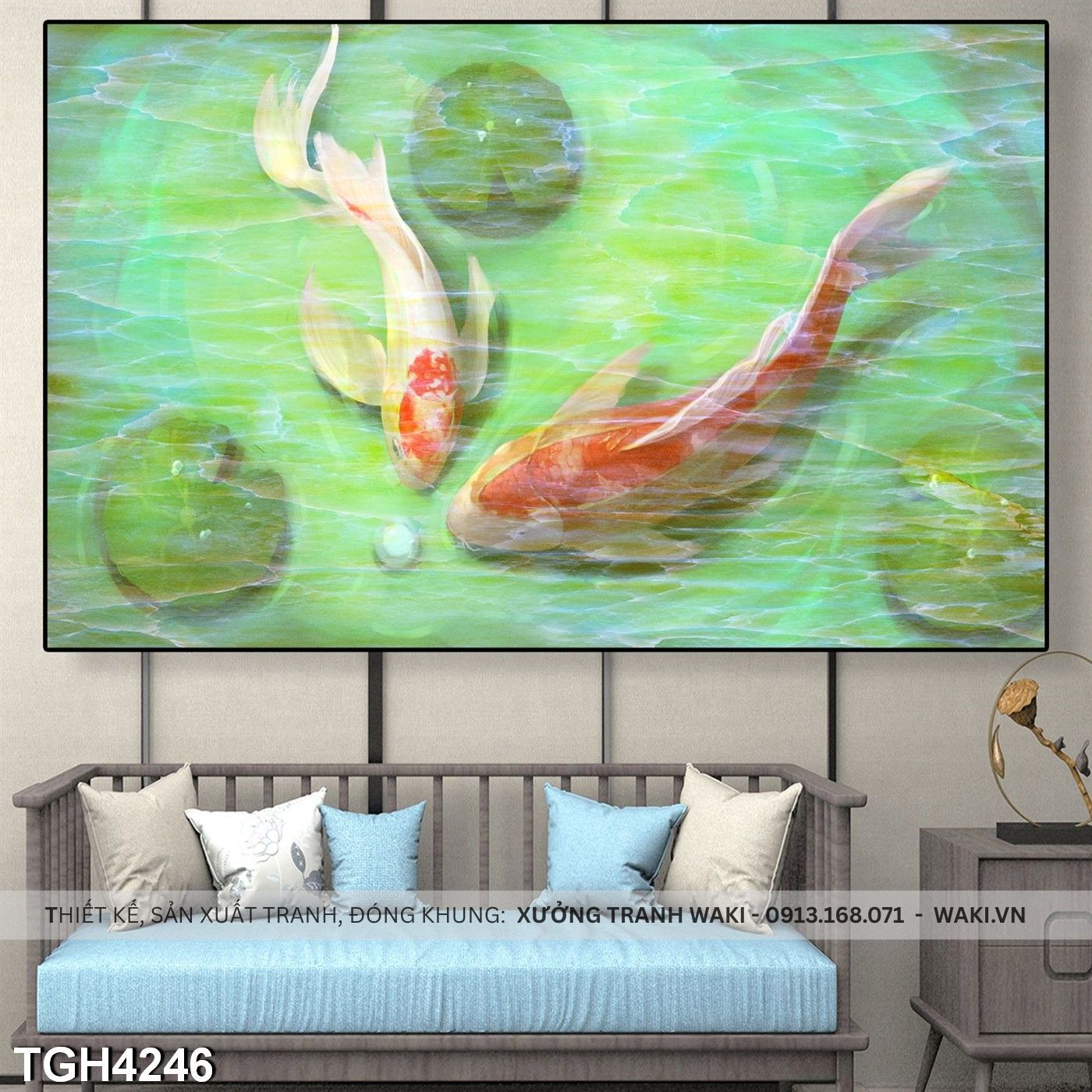 Đặt mua Tranh 2 con cá ở hồ nước | Tranh trang trí ấn tượng  TGH4246