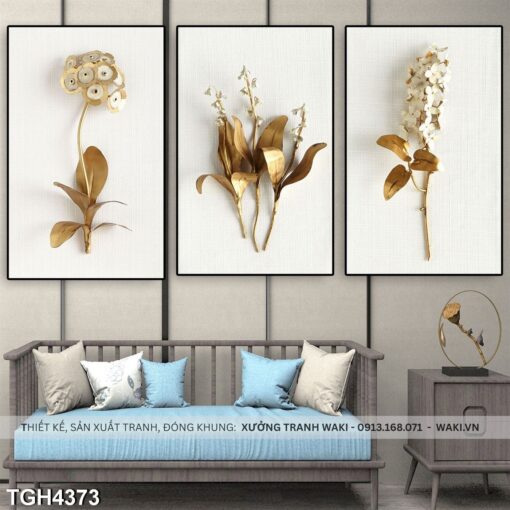 Bộ 3 tranh Hoa lắc lư theo gió | Tranh treo tường ấn tượng TGH4373