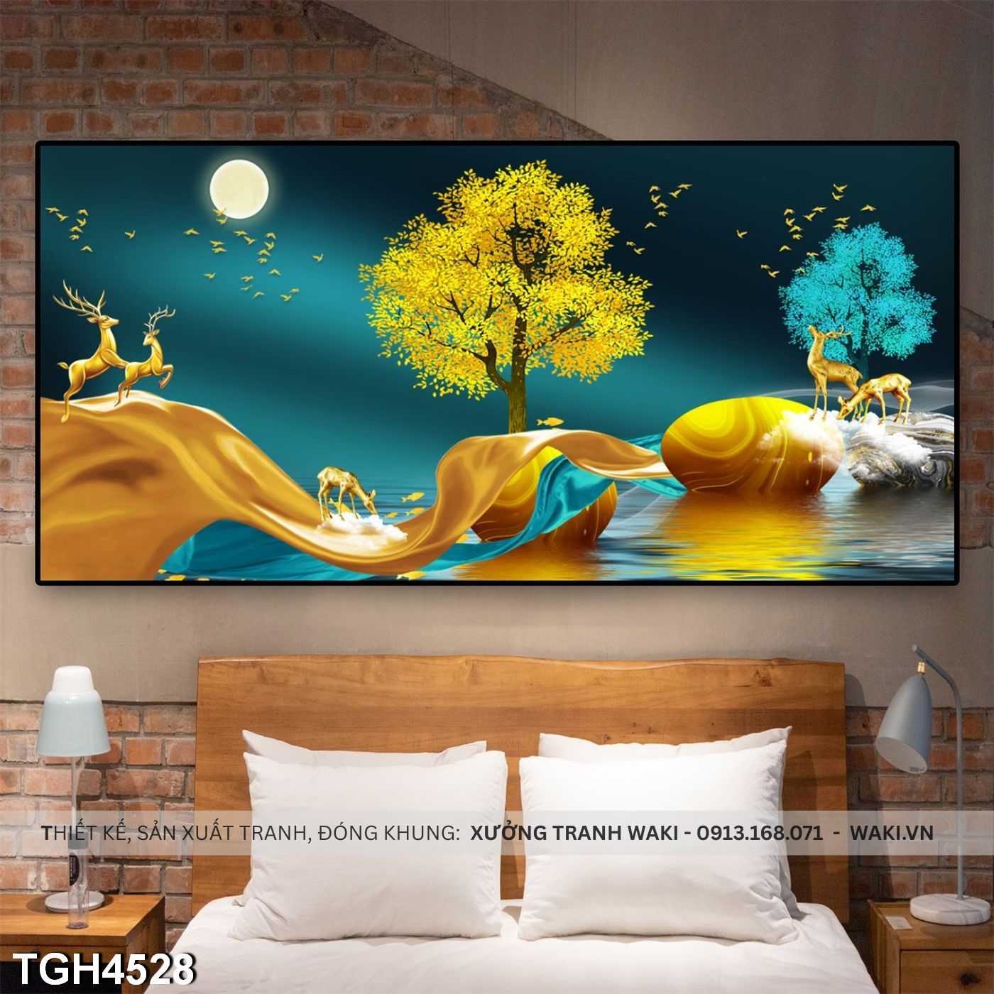 Đặt mua Tranh Hươu ở hồ nước lớn | Tranh trang trí hiện đại TGH4528