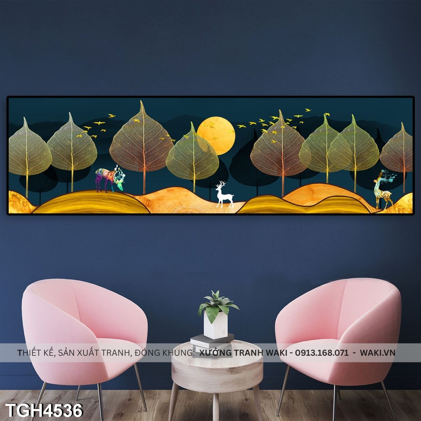 Đặt mua Tranh Cảnh ban đêm của Hươu | Tranh phòng khách giá rẻ TGH4536