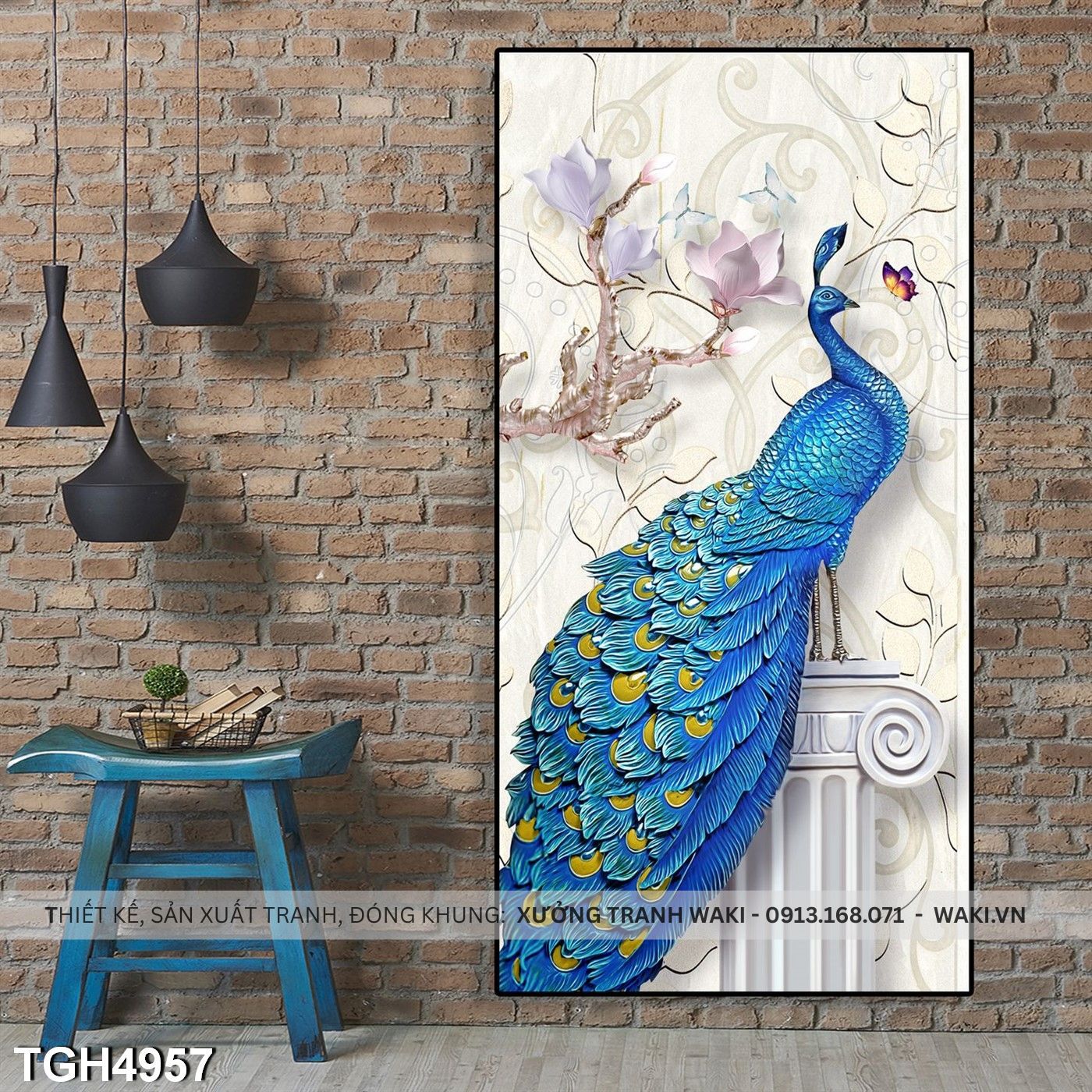 Đặt mua Tranh vẻ đẹp kiêu sa của chim Công  | Mẫu tranh canvas giá rẻ trang trí TGH4957
