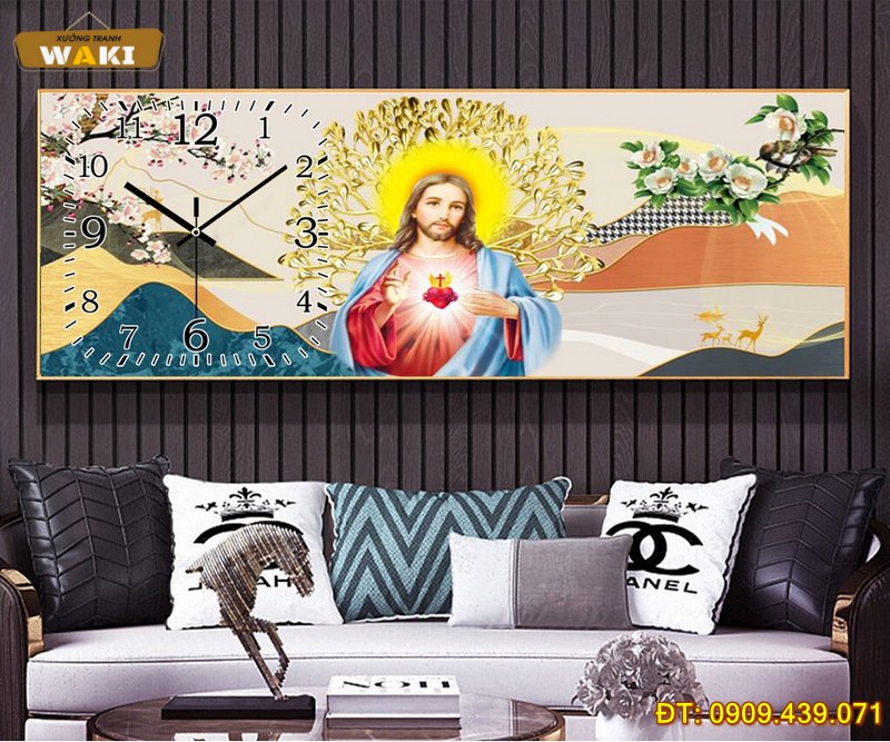 Đặt mua Tranh đồng hồ Thiên Chúa giá rẻ DHCG136
