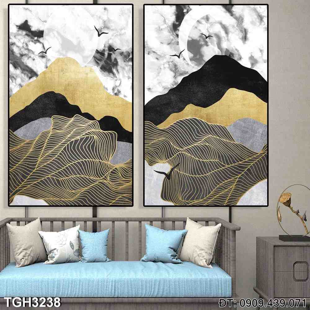 Đặt mua Bộ 2 tranh trang trí núi rừng mây sương - Mã:TGH3238