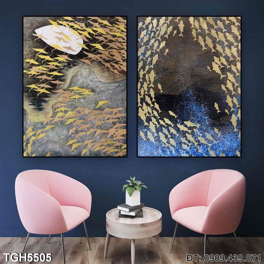 Đặt mua Bộ 2 tranh Sự Đan Xen Của Đàn Cá
