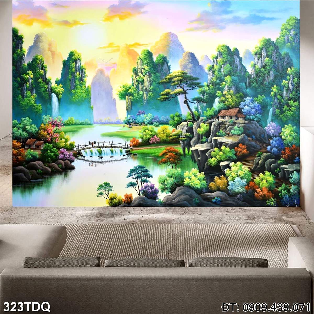 Đặt mua Tranh làng quê Việt Nam cao cấp  - mã: 323TDQ