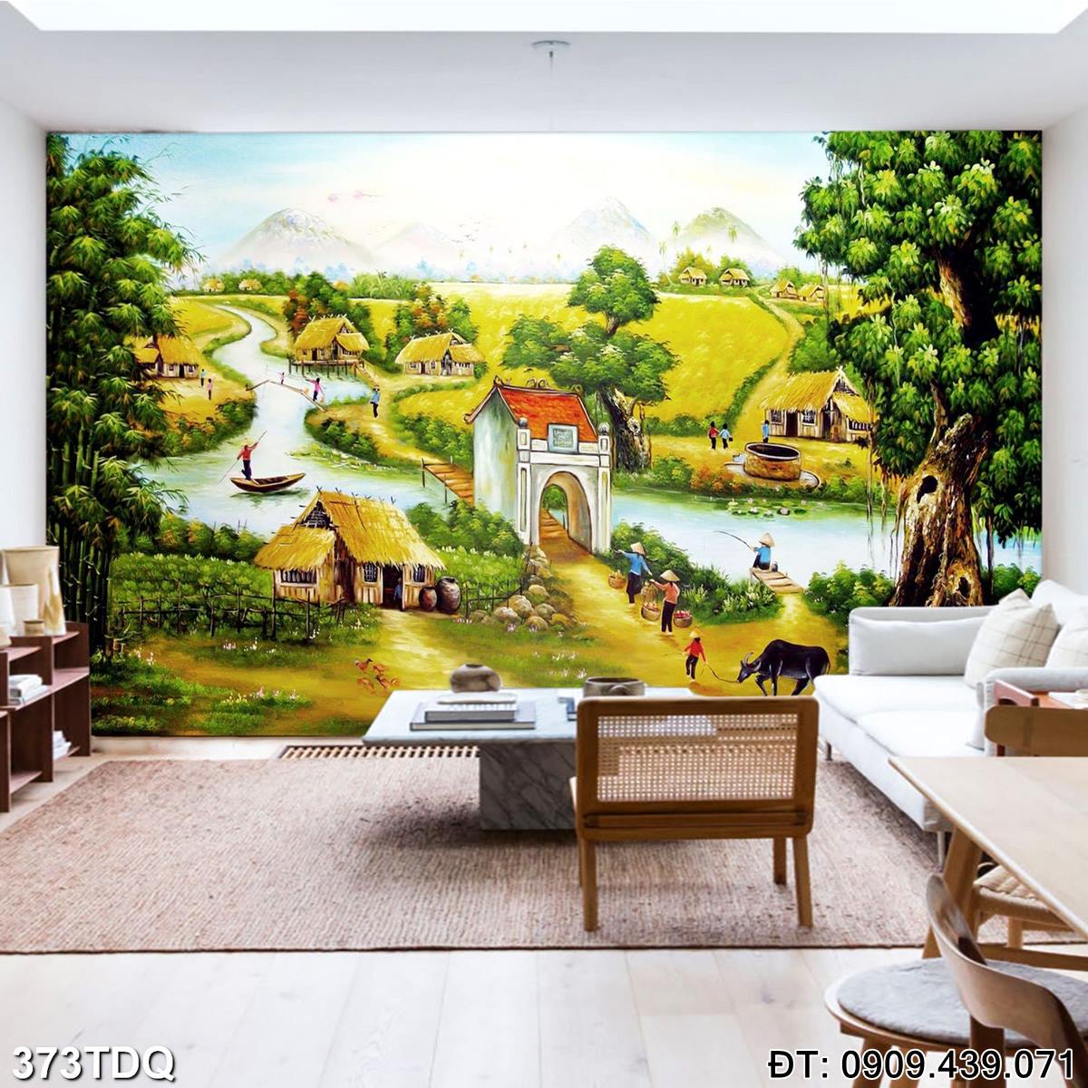 Tranh làng quê Việt Nam cao cấp - mã: 373TDQ Đặt mua Tranh làng quê Việt Nam cao cấp - mã: 373TDQ