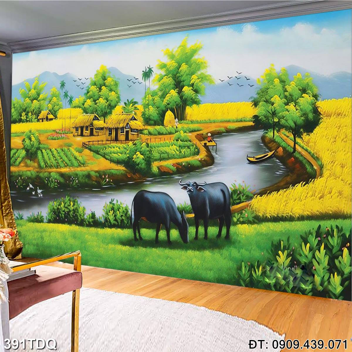 Đặt mua Tranh làng quê Việt Nam cao cấp  - mã: 391TDQ