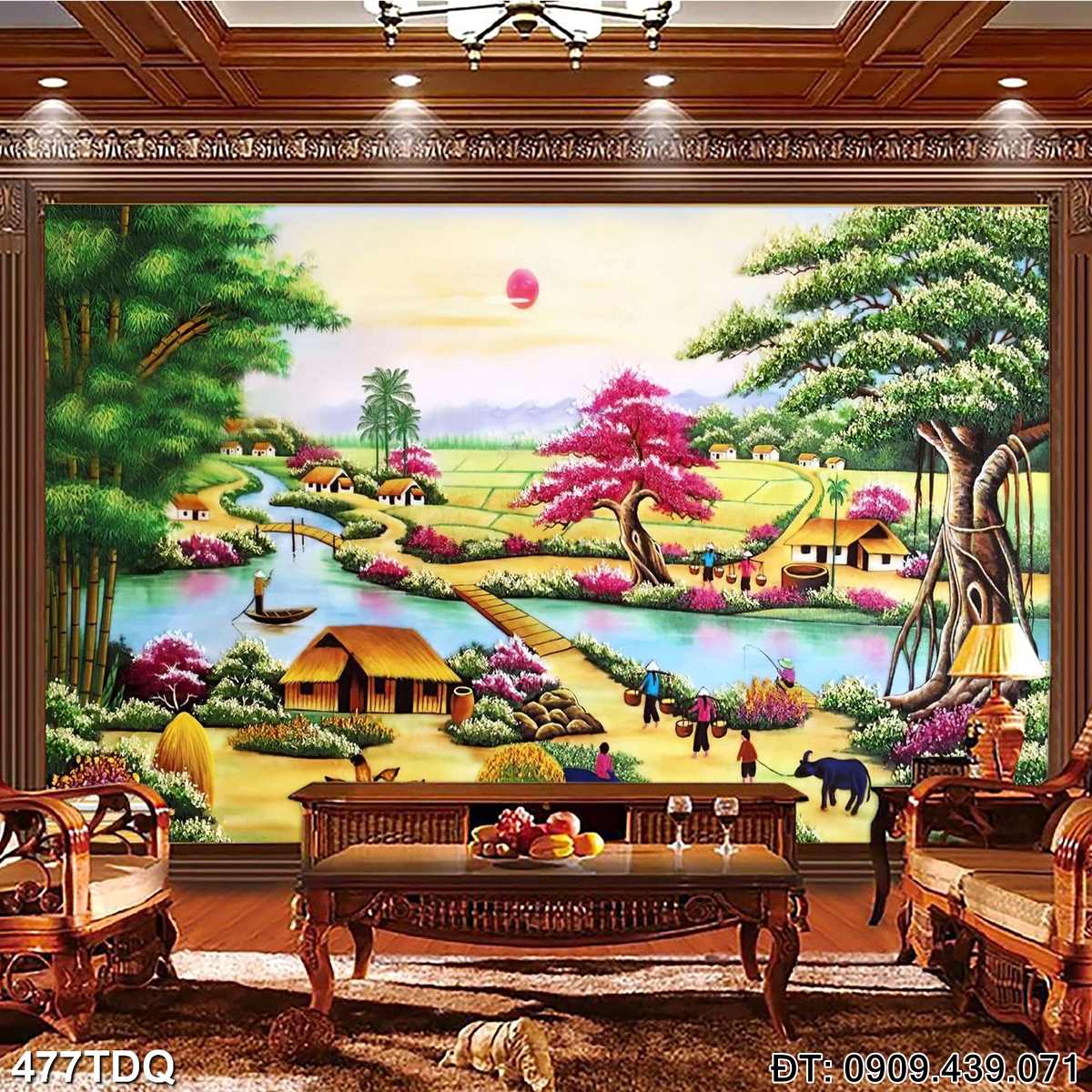 Đặt mua Tranh làng quê Việt Nam cao cấp  - mã: 477TDQ
