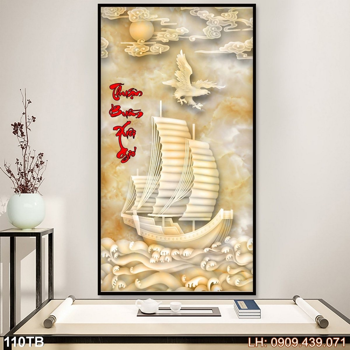 Tranh Thuan Buom Xuoi Gio Tranh Thuyen Buom 110 1