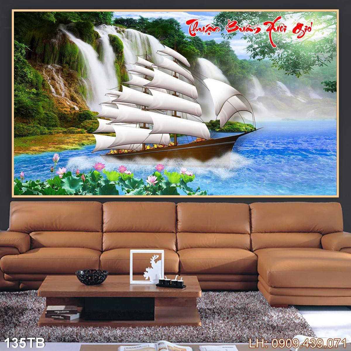 Tranh Thuan Buom Xuoi Gio Tranh Thuyen Buom 135