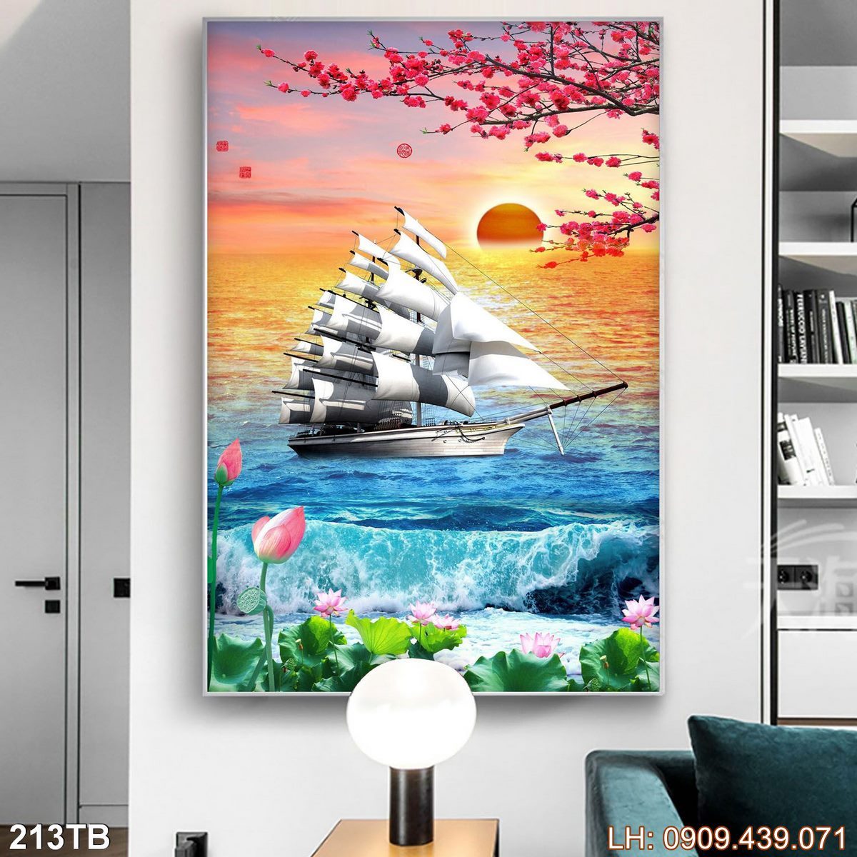 Tranh Thuan Buom Xuoi Gio Tranh Thuyen Buom 213