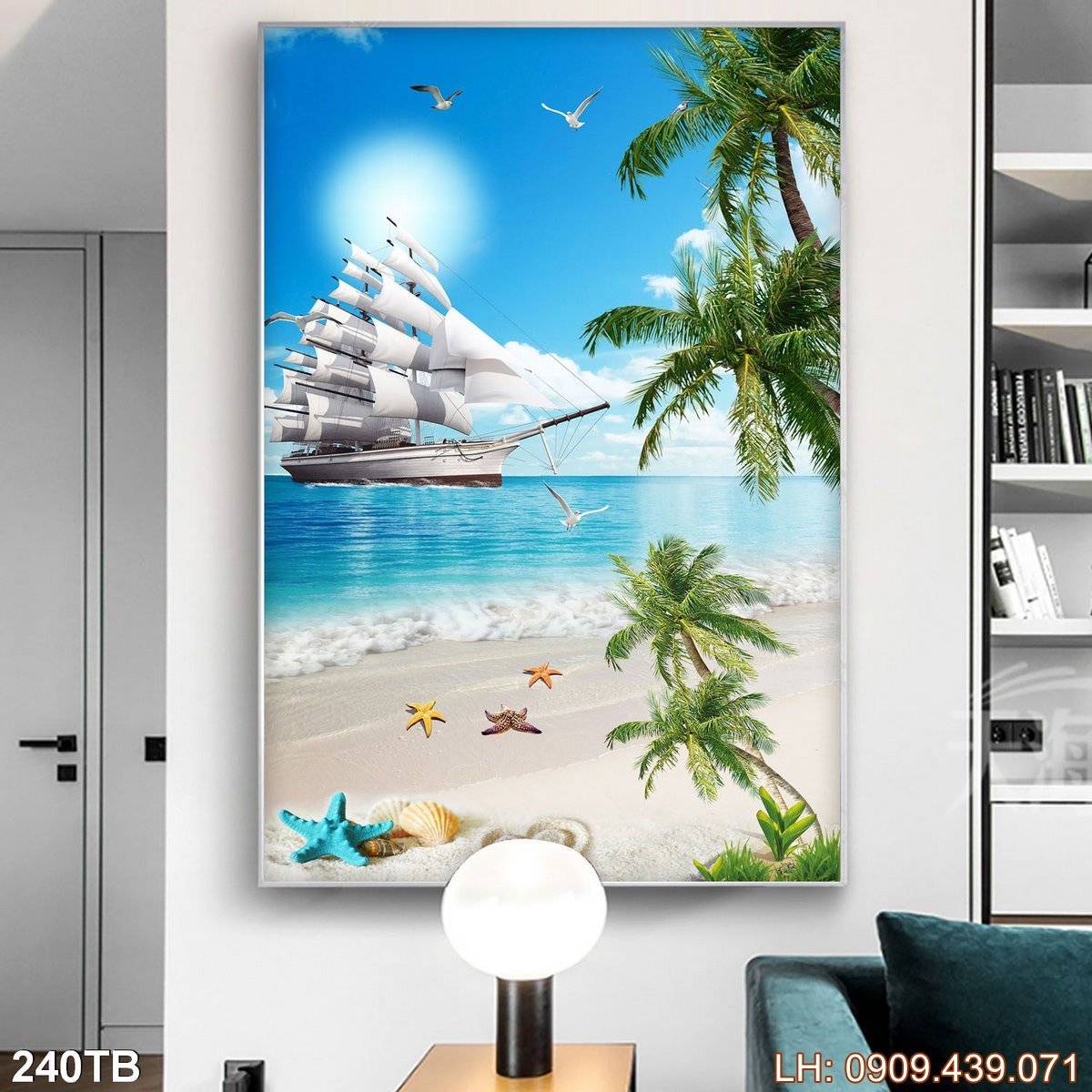 Tranh Thuan Buom Xuoi Gio Tranh Thuyen Buom 240