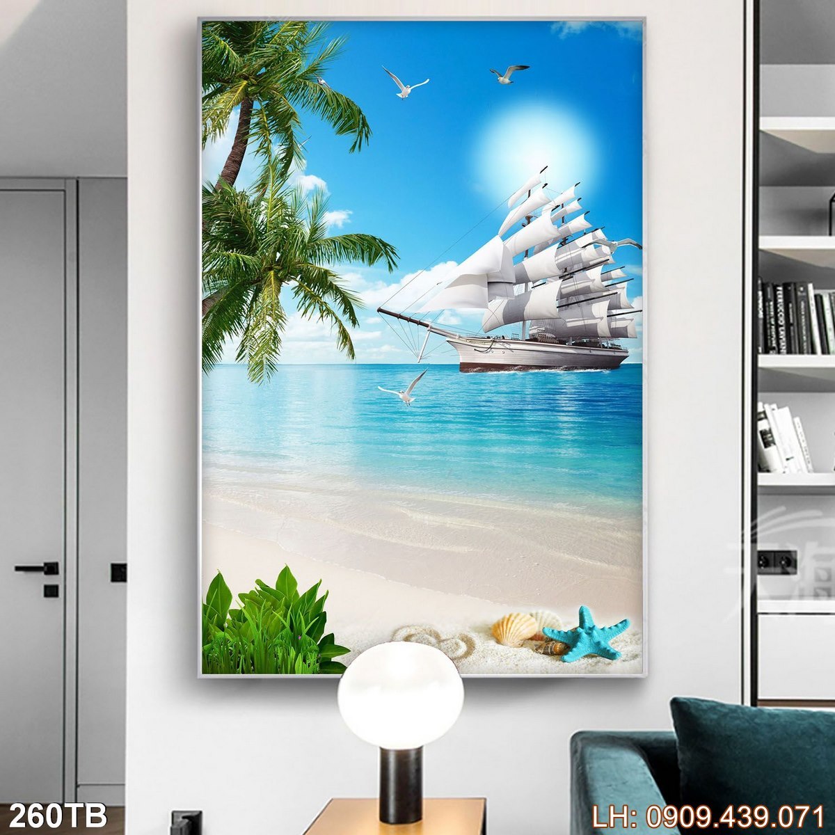 Tranh Thuan Buom Xuoi Gio Tranh Thuyen Buom 260