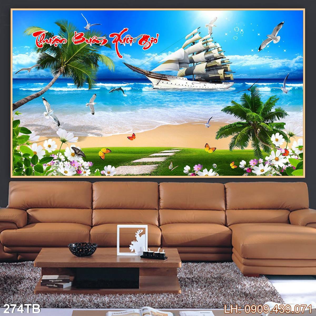 Tranh Thuan Buom Xuoi Gio Tranh Thuyen Buom 274