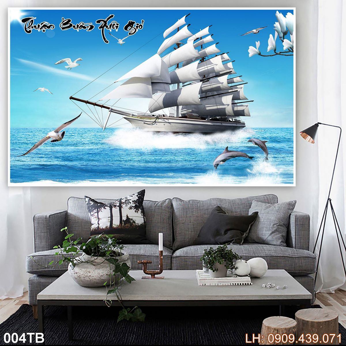 Tranh Thuan Buom Xuoi Gio Tranh Thuyen Buom 4