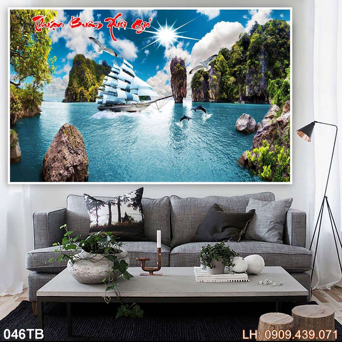 Tranh Thuan Buom Xuoi Gio Tranh Thuyen Buom 46