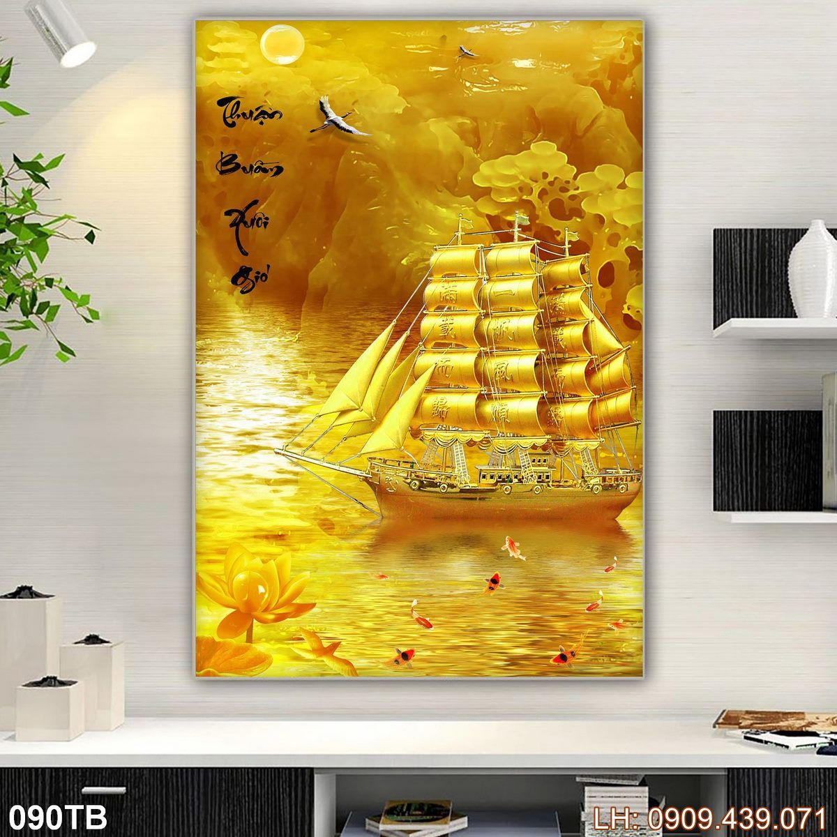 Tranh Thuan Buom Xuoi Gio Tranh Thuyen Buom 90