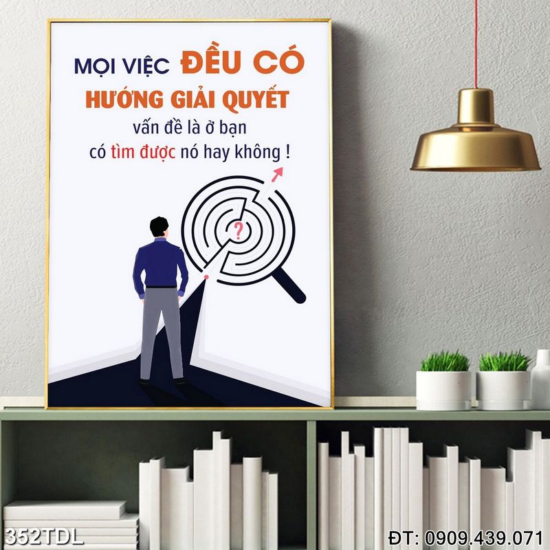 Tranh động lực "Mọi việc đều có hướng giải quyết vấn đề là ở bạn có tìm được nó hay không" treo phòng họp 352TDL Tranh động lực "Mọi việc đều có hướng giải quyết vấn đề là ở bạn có tìm được nó hay không" treo phòng họp 352TDL